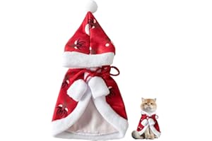 Rhsemi Mantello per Gatto, Costume Animato per Natale, Rosso, Poliestere, Taglia Piccola