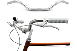 LOEVELOSI City Bike Manubrio ergonomico per bicicletta da donna e da uomo, in alluminio argentato, retrò, manubrio da città, olandese, bici da uomo, cruiser, colore argento