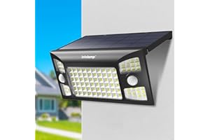 intelamp Lampe Solaire Extérieur,4000mAh 1300LM Éclairage Solaire Extérieur Haute Luminosité, Lumiere Solaire Exterieur à 3 Modes et Deux Capteur de Mouvement, IP65 étanche pour jardin, garage, allée