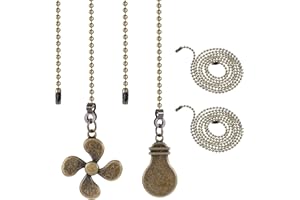 GEEHUA 2 Stück Metall Ventilator Licht Zugketten, 30cm Ventilator Zugkette, Deckenventilator Zugkette Lüfterkette Verlängerung, Deckenventilator Glühbirnen Ornamente Kabelverlängerung(Bronze)