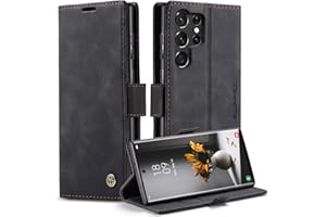 Monweicz Handyhülle für Samsung Galaxy S23 Ultra Hülle Premium Lederhülle Klappbar Flip Case Tasche Magnet Kartenfach Standfunktion Klapphülle Schutzhülle für Samsung Galaxy S23 Ultra - Schwarz