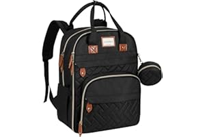 LANDICI Baby Changing Bag Backpack, Large Nappy Changing Backpack Diaper Bags with Changing Mat, Stroller Straps and Pacifier case, Multifunction doll Changing Bag for Mum Dad Boy Girls, Black