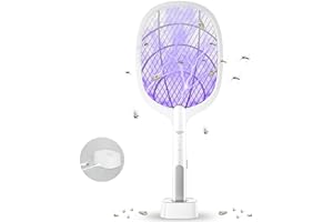 DANGZW Racchetta Zanzare Elettrica, 2 in 1 4000V USB Ricaricabile Mosquito Killer & Elettrico Swatter Zapper con Base di Ricarica per Casa Giardino Campeggio