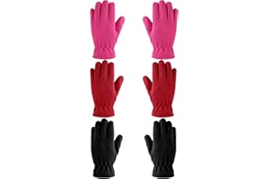GEYOGA 3 Pares Guantes de Forro Polar de Invierno de Dedos Completos de Niño