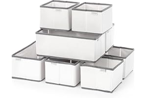 LIVIVO Fabric Storage Organisers for Wardrobes Drawer perfect for storing Underwear, Bras, Vests, T shirts, Socks, Gloves, Hats, and Other Household Essentials (SET OF 8)