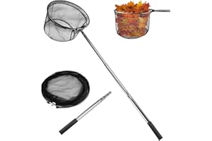 wiipara Teichkescher 155cm, Teich Kescher mit Teleskopstange, Stabil und Klappbar, Aluminium Aquarium Poolkescher für Algen, Schwimmbad, Gartenteich Reinigung, Pool Zubehör
