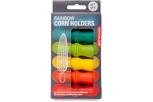 KIKKERLAND Juego de 6 Soportes para maíz arcoíris (CU304), Modernos, TPE, Acero