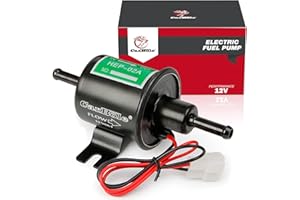 CarBole Electric Fuel Pump 4-7 PSI,HEP-02A,Universal Petrol Pump Fit for Diesel and Gasoline,Pure Copper Wire,8mm Inlet and Outlet Size Compatible with 12V Devices(Black)