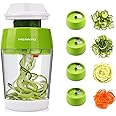 MENNYO Spiralizer with Box, 4 in 1 Vegetable Spiralizer Vegetable Spiralizer Spaghetti Mandolin Kitchen Slicer for Zucchini, Carrots, Vegetable Tagliatelle, Cucumbers (Green)