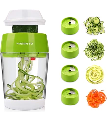 HOTERB Spiraliseur Hachoir Manuel,4 En 1 Coupe Légumes Spirale Spiraliseur De Légumes Pour