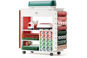 Crafit Bastelwagen und Organizer Tisch Kompatibel mit Cricut, Rollende Organizer und Aufbewahrung mit Vinylrollen Halterungen Bastelstation Werkzeughalter für das Bastelzimmer Home Office (Patentiert)