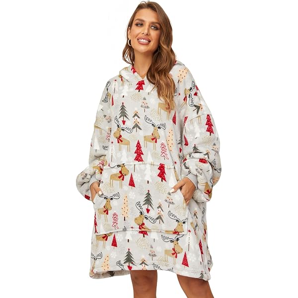 Mia&Coco Couverture à Capuche Oversize Avec Poches – Sweat Plaid Portable Ultra Doux Pour Homme Et Femme, Confort Cocooning Toute L'Année