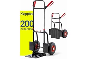 ‎PALLIT Pallit Sackkarre klappbar 200 kg Stahl Luftreifen Transportwagen Diablo-F faltbar für Lager, Umzüge, Camping, Einkäufe