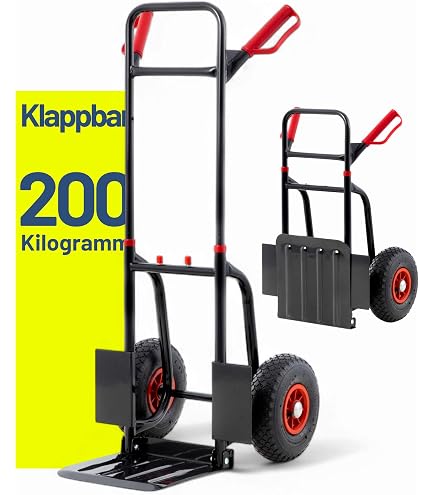HEMMDAL Sackkarre Klappbar – 200 Kg Tragkraft, 112x47 Cm, 29 Cm Schaufeltiefe, Teleskopgriff, Blau