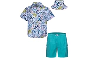 MOHEZ Boys Hawaiian Shirt and Short Set Summer Outfit Kids 2 Piece Festival Clothes Button Down Shirts Clothes Set For Kids