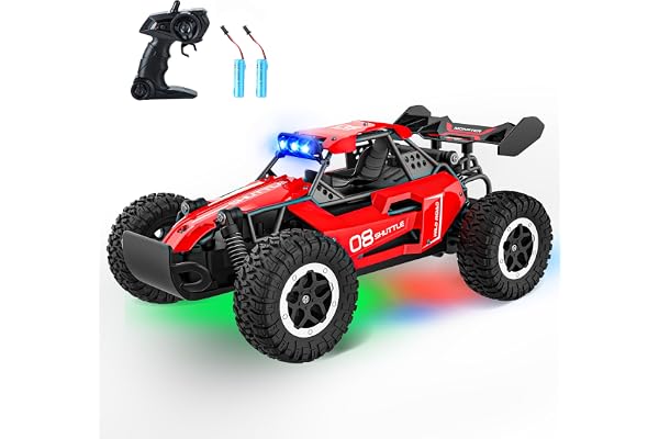 SZJJX Voiture Télécommandée Tout Terrain,2.4Ghz RC Voiture Telecommandé Enfant 3 4 5 6 7+,2WD 20KM/H avec LED,Coquille Alliage,Jouet Radiocommandée Cadeau pour Fille Garcon Rouge