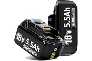 2X 18V 5.5Ah/5500mAh Ersatzakku für makita Kompatibel BL1860B BL1850B BL1840 BL1830 BL1815 BL1845 BL1890 BL1415 BL1430 BL1440 BL1835 194205-3 LXT-400 with LED Werkzeugakku.