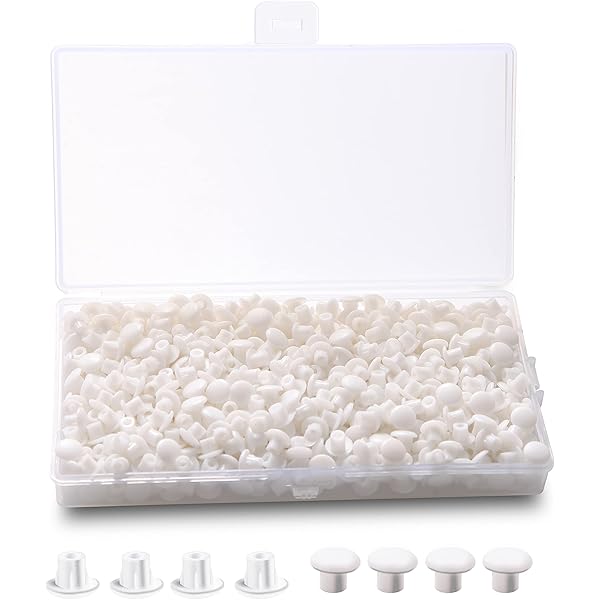 200 Tappi Copriforo In Plastica Bianca - 5/6/8/10 Mm, Per Nascondere Fori Su Mobili - Foto 2