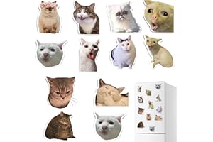 Gxdamxz Katzen Meme Fridge Magnet Kühlschrank Set, Kühlschrankmagnete Süß Lustig, 12 Stück