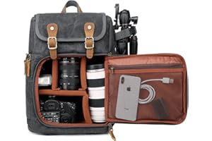 YuanWen DSLR Camera Backpack Canvas Large Capacity Open Front Waterproof Shockproof DSLR Camera Travel Bag Travel Bag