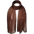 Basic Sense Chiffon Scarf Sheer Soft Plain Neck Wrap for Women Neatly Stitched
