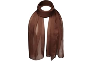 Basic Sense Chiffon Scarf Sheer Soft Plain Neck Wrap for Women Neatly Stitched