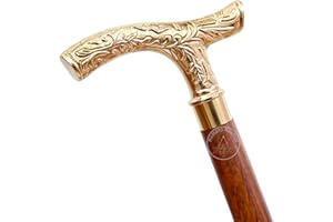 HUMAIRA NAUTICAL Humaira - Bastone da passeggio per uomo e donna, in legno, con manico a T, in legno naturale, 94 cm, colore: marrone ebano marrone