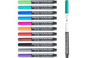 maxtek Rotuladores de pizarra blanca, punta ultrafina de 0.7 mm, borrables en seco, 12 bolígrafos de pizarra blanca, borrado en seco, bolígrafos finos para pizarra blanca para oficina en casa