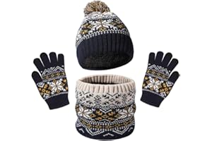 DURINM 3 in 1 Conjunto de Gorro Bufanda y Guantes Niños Conjunto de Gorro Bufanda y Guantes Niña Set Niños Conjunto de Bufanda Gorro Guantes Forro Polar Beanie Gorro Sombrero