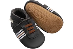 mepiq Krabbelschuhe Baby Lauflernschuhe mit Gummisohle Lederpuschen für Jungen Mädchen Babyhausschuhe non slip baby shoes