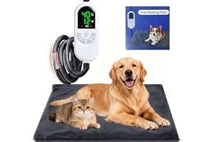 Qoosea Manta Térmica para Gatos y Perros, Manta Electrica con Termostato y Temporizador Ajustable (30-60°C, 0-12H), Impermeable Almohadilla Térmica Mascotas con Anti-mordedura 45x70cm