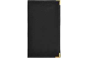 LIVAN - L601 - Porte-Chéquier Talon en Haut 2 Volets - Porte Carte - en Croute Cuir Vachette - pour Format Portefeuille (A croûte Cuir Noir)