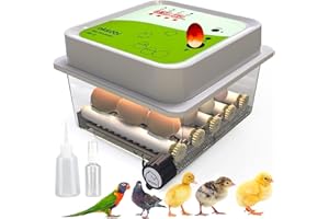 Okköbi OBI-12 Incubadora huevos gallina automática para pollos, patos y otros pájaros + NUEVO 2024 + Giro automático de huevos, control de temperatura y visor de humedad + GARANTÍA DE 5 AÑOS
