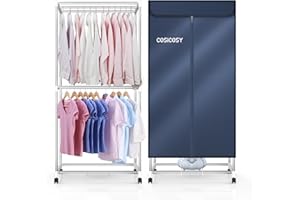 Cosicosy Electric Clothes Dryer Updated Portable Fast 1400W Dryer Machine 2-Tier Heated Clothes Dryer Indoor Electric Clothes Drying Rack Double Layer, ‎T-F90-UK, Blue [Energy Class A+++]