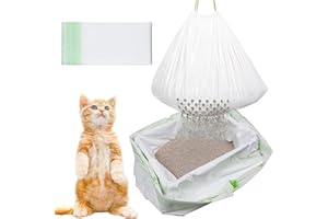 AOOGON 7 Pièces Sac À Corde Litière pour Chat, Sacs À Litière Filtrants, Sac À Crottes de Chat Robuste et Facile à Utiliser avec Trou de Filtre pour Chat