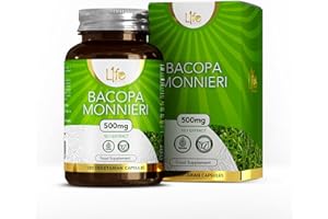 L1FE NUTRITION LN Bacopa Monnieri | 120 Vegan Bacopa Capsules - High Strength Brahmi Capsules - 500mg per Serving | Non-GMO, Gluten, Dairy & Allergen Free | Manufactured in The UK