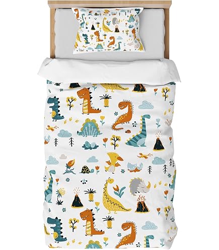 Dinosaurier Bettwäsche-Set Für Kinder – Mikrofaser, 135x200 Cm + Kissenbezug – Single-Größe