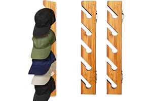 HANQ Wooden Hat Rack 2 pezzi Wall Baseball Caps Display Organizer in legno per cappelli da parete da baseball, organizer verticale per porta armadio, camera da letto, biancheria