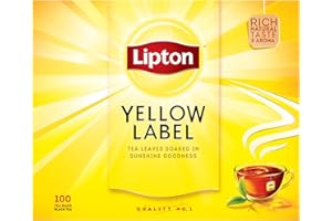 Lipton Yellow Label Black Tea with sun dried tea leaves, Classic, for a Rich Natural Taste, 100 Tea Bags