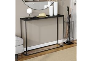 URBNLIVING Wooden Hallway Console Table with Metal Legs (Black)