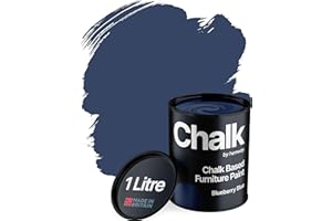 Chalk Based Furniture Paint, Blueberry Blue 1L, Matt Finish Shabby Chic, Chalk Paint Furniture & Walls, Quick Dry & 1 Coat, Hemway