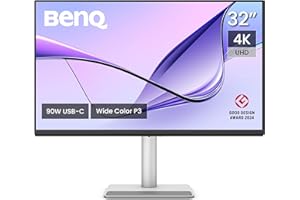 BenQ MA320U Monitor per MacBook Pro/Air 32” 4K 3840x2160, Due USB-C, Alimentazione 90W, Compatibile con colori Mac, Hub USB, Comandi volume/luminosità per Mac, Supporto regolabile, Gamma colore P3