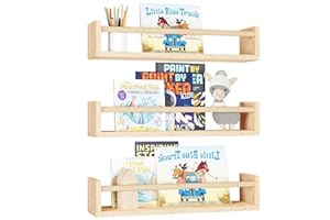Buithafu Scaffale da parete per bambini, set di 3 mensole da parete per bambini, mensole galleggianti da parete, per organizzare libri e giocattoli per camera da letto, soggiorno, camera da letto