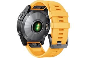 ANBEST Pasek do zegarka Garmin Fenix 7 Pro / 6 Pro / EPIX 2, 22 mm Quick Fit do bransoletek Fenix 6/5/EPIX Pro 47 mm/Forerunner 955/965/945/935/Approach S62/Descent G1, żółty