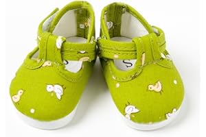 FRILLY LILY Green Dolls shoes withTiny Chick and Balloon design large size 8.2x 4.2 cm TO FIT DOLLS SUCH AS 46 CM BABY ANNABELL