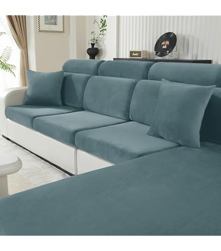 Copridivano Elasticizzato Con Penisola - Per Divano A L, Antigraffio, Grigio, 2 Posti + 2 Posti - Foto 14