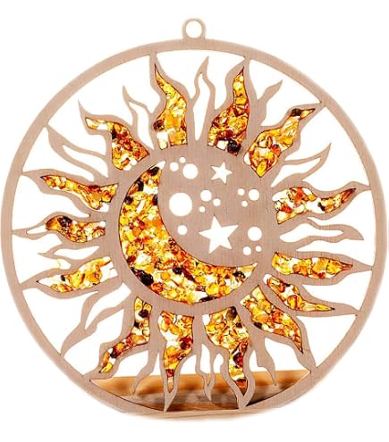 ZUSANG Sonnenblumen-Schmetterling Sonnenfänger Aus Buntglas – 24,8 Cm Durchmesser, Mit Aufhängekette, Fensterdekoration