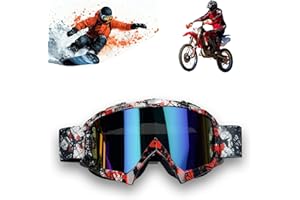 Tuwyii Gafas Motocross & Snowboard Espejadas: Anti-Emapañamiento | UV400 Protección | Marco Ultraligero | Para MTB, Moto Polvo, Esquí y Cascos Abiertos