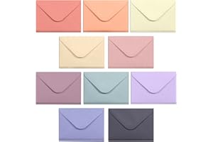 MATICAN Buste regalo – Mini buste da 100 conti, buste di carta per biglietti da visita, piccole tasche per buste, 10 colori pastello, 10 x 6 cm