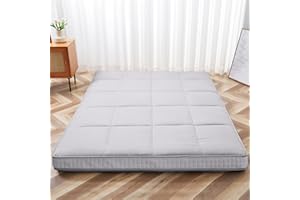 Meulbaty Double Size Futon Mattress - Extra Thick Foldable Japanese Floor Mattress - Memory Foam Sleeping Pad for Adults - Tatami Mat Suitable for Camping & Guest -Grey